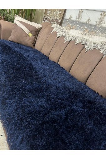 Tekstilsa Polyester Kürklü Süngersiz Lacivert Tekli Koltuk Örtüsü 200x70 cm