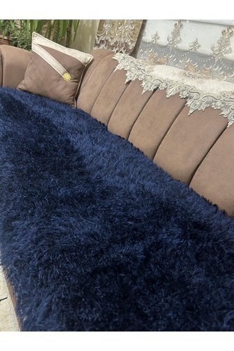 Tekstilsa Polyester Kürklü Süngersiz Lacivert Tekli Koltuk Örtüsü 200x70 cm