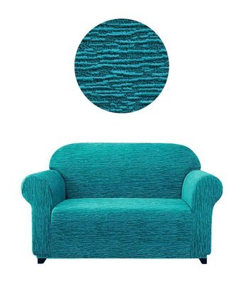 Bright Home Pamuklu - Polyester Likralı Jakarlı Süngersiz Armürlü Giydirmeli Lastikli Yeşil İkili Koltuk Örtüsü 120x170 cm