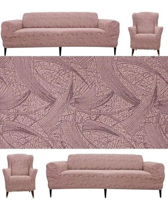 Seltenet Pamuklu - Polyester Likralı Jakarlı Süngersiz Çiçek Desenli Giydirmeli Su Geçirmez Pembe Tekli Koltuk Örtüsü 230x180 cm