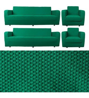 Bibaha Polyester Likralı Süngersiz Petek Desenli Giydirmeli Lastikli Yeşil Dörtlü Koltuk Örtüsü 180x230 cm