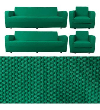 Bibaha Polyester Likralı Süngersiz Petek Desenli Giydirmeli Lastikli Yeşil Dörtlü Koltuk Örtüsü 180x230 cm