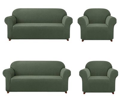 Elgeyar Polyester Likralı Jakarlı Süngersiz Armürlü Giydirmeli Yeşil Sekizli Koltuk Örtüsü 180x230 cm