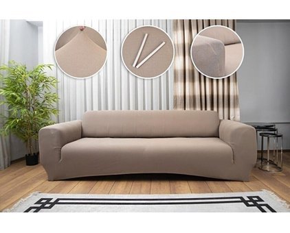 Tuchmall Polyester Likralı Süngerli Petek Desenli Giydirmeli Kahverengi Tekli Koltuk Örtüsü 180x230 cm