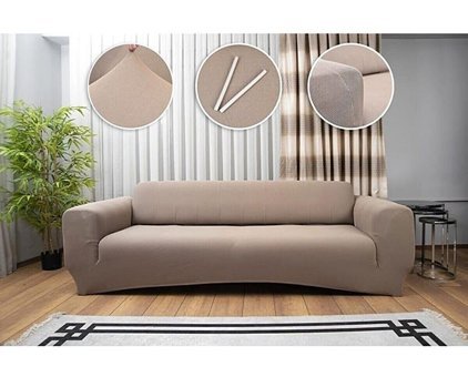 Tuchmall Polyester Likralı Süngerli Petek Desenli Giydirmeli Kahverengi Tekli Koltuk Örtüsü 180x230 cm