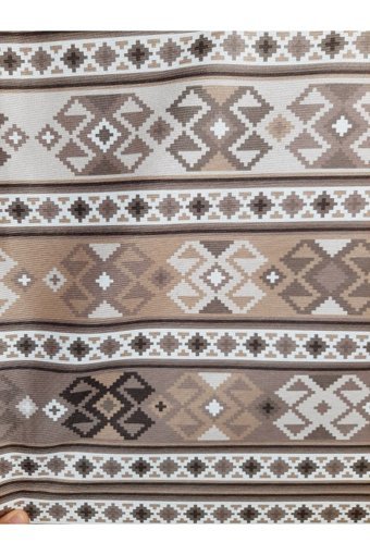 Tekstill Polyester Polar Süngersiz Geometrik Desenli Kahverengi Tekli Koltuk Örtüsü 140x100 cm