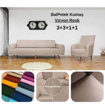 Etles Home Pamuklu - Polyester Likralı Jakarlı Süngersiz Armürlü Giydirmeli Kahverengi Sekizli Koltuk Örtüsü 80x125 cm