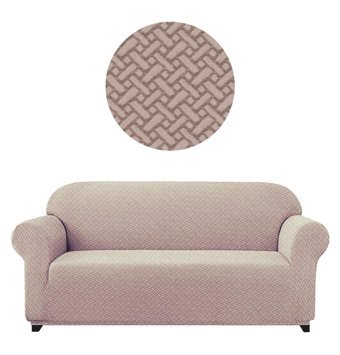 Elgeyar Polyester Likralı Jakarlı Süngersiz Armürlü Giydirmeli Kahverengi Üçlü Koltuk Örtüsü 180x230 cm