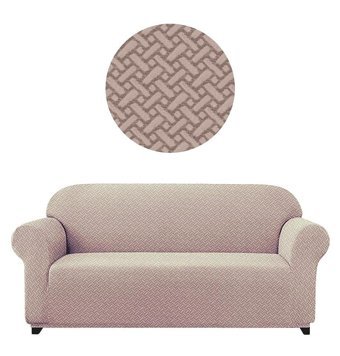 Elgeyar Polyester Likralı Jakarlı Süngersiz Armürlü Giydirmeli Kahverengi Üçlü Koltuk Örtüsü 180x230 cm