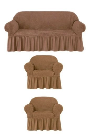 Furkanticaret Polyester Bürümcük Süngersiz Kapitone Giydirmeli Beyaz 3-3 -1 Koltuk Örtüsü 180x230 cm