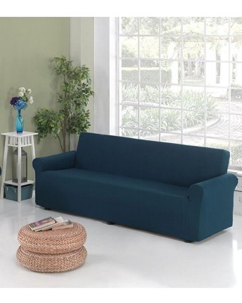 Fzm Pamuklu - Polyester Likralı Süngersiz Düz Giydirmeli Hardal Üçlü Koltuk Örtüsü