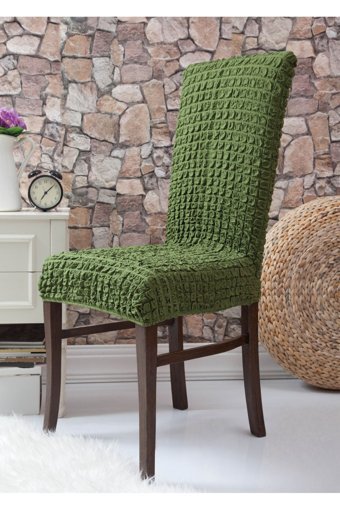 Uygar Home Pamuklu - Polyester Bürümcük-Likralı Süngersiz Petek Desenli Giydirmeli Yeşil Tekli Koltuk Örtüsü 38x50 cm