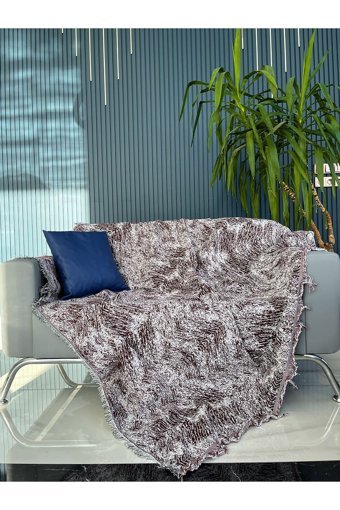 Bella Home Pamuklu Püsküllü Süngersiz Bordo Tekli Koltuk Örtüsü 170x220 cm
