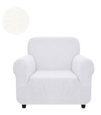Elgeyar Polyester Likralı Jakarlı Süngersiz Armürlü Giydirmeli Beyaz Tekli Koltuk Örtüsü 75x115 cm