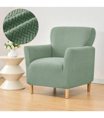Güzel Aral GAHD-1 Pamuklu - Polyester Süngersiz Zikzaklı Giydirmeli Lastikli Yeşil Tekli Koltuk Örtüsü 60x80 cm