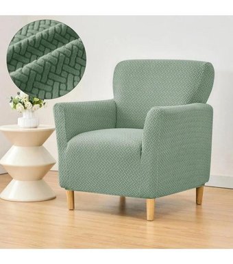 Güzel Aral GAHD-1 Pamuklu - Polyester Süngersiz Zikzaklı Giydirmeli Lastikli Yeşil Tekli Koltuk Örtüsü 60x80 cm