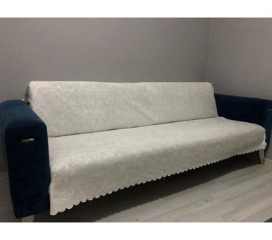 Rüzgar Ticaret Kadife Tay Tüyü Jakarlı Süngerli Düz Su Geçirmez Bej Tekli Koltuk Örtüsü 170x210 cm