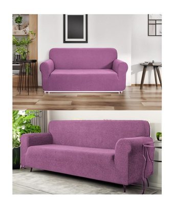 Etles Home Pamuklu - Polyester Likralı Jakarlı Süngersiz Armürlü Giydirmeli Pembe Altılı Koltuk Örtüsü 180x230 cm
