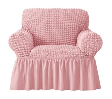 Uy Style Tekstil Polyester Bürümcük-Likralı Drapeli Süngerli Düz Giydirmeli Pembe Tekli Koltuk Örtüsü 70x115 cm