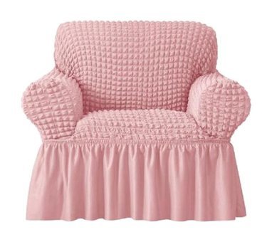 Uy Style Tekstil Polyester Bürümcük-Likralı Drapeli Süngerli Düz Giydirmeli Pembe Tekli Koltuk Örtüsü 70x115 cm
