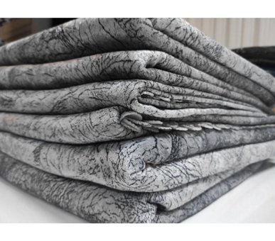 Selçuklu Tekstil Polyester Polar Pofuduk Süngerli Çizgili Gri Üçlü Koltuk Örtüsü 175x210 cm