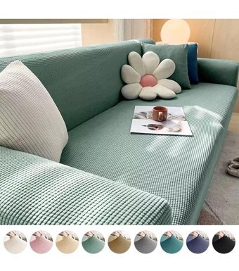 Akyol Home Pamuklu - Polyester Likralı Süngersiz Armürlü Giydirmeli Lastikli Yeşil Tekli Koltuk Örtüsü 80x120 cm