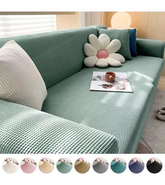 Akyol Home Pamuklu - Polyester Likralı Süngersiz Armürlü Giydirmeli Lastikli Yeşil Tekli Koltuk Örtüsü 80x120 cm