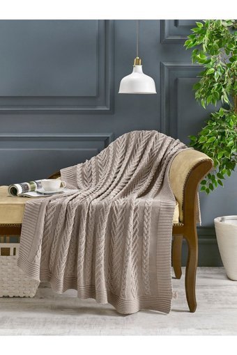 Betires Home TP-21001 Akrilik-Pamuklu Süngersiz Bej Tekli Koltuk Örtüsü 130x170 cm