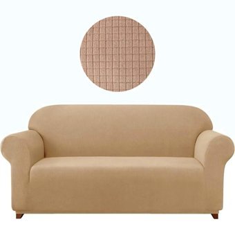 Sahibnur Polyester Likralı Jakarlı Süngersiz Düz Giydirmeli Kahverengi İkili Koltuk Örtüsü 180x230 cm