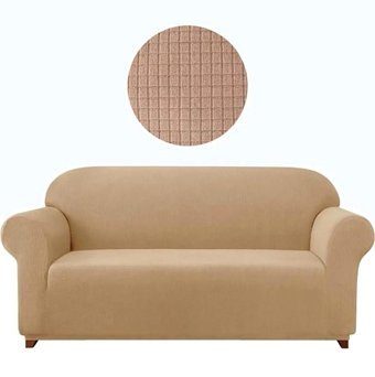Sahibnur Polyester Likralı Jakarlı Süngersiz Düz Giydirmeli Kahverengi İkili Koltuk Örtüsü 180x230 cm