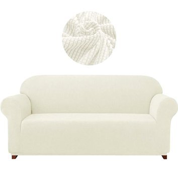 Elgeyar Polyester Likralı Jakarlı Süngersiz Armürlü Giydirmeli Bej Üçlü Koltuk Örtüsü 180x230 cm