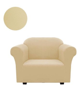 Eldost Ticaret Polyester Likralı Jakarlı Süngersiz Armürlü Giydirmeli Bej Tekli Koltuk Örtüsü 75x115 cm