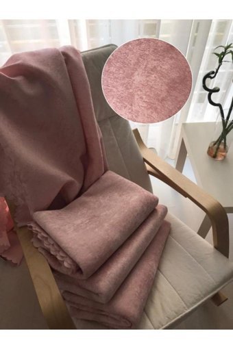 Hilal Home Polyester Süngerli Çizgili Pembe Tekli Koltuk Örtüsü 180x220 cm