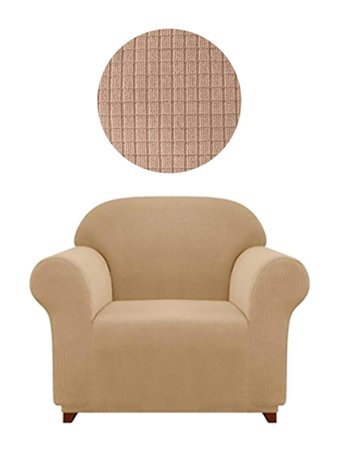 Bemrax Polyester Likralı Süngersiz Pitikare Desenli Giydirmeli Lastikli Su Geçirmez Krem Tekli Koltuk Örtüsü 70x80 cm
