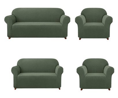 Elgeyar Polyester Likralı Jakarlı Süngersiz Armürlü Giydirmeli Yeşil Yedili Koltuk Örtüsü 180x230 cm