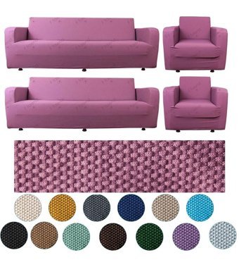 Btf Home Polyester Likralı Jakarlı Süngersiz Armürlü Giydirmeli Lastikli Pembe Sekizli Koltuk Örtüsü 180x230 cm