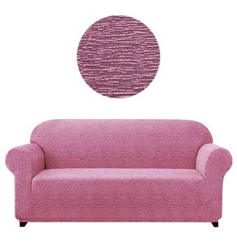 Eldost Ticaret Polyester Likralı Jakarlı Süngersiz Armürlü Giydirmeli Pembe Üçlü Koltuk Örtüsü 180x230 cm