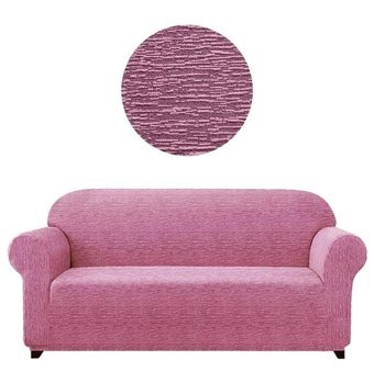 Eldost Ticaret Polyester Likralı Jakarlı Süngersiz Armürlü Giydirmeli Pembe Üçlü Koltuk Örtüsü 180x230 cm
