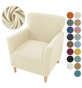 İntil Pamuklu - Polyester Likralı Süngersiz Düz Giydirmeli Krem Tekli Koltuk Örtüsü 180x230 cm