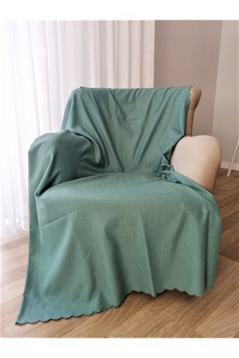 As Homes Şönil Süngersiz Düz Yeşil Tekli Koltuk Örtüsü 175x215 cm