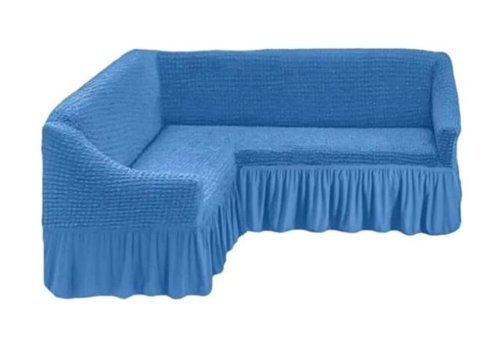 Eldost Ticaret Polyester Bürümcük Jakarlı Süngersiz Armürlü Giydirmeli Mavi Dörtlü Koltuk Örtüsü 180x350 cm