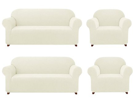 Elgeyar Polyester Likralı Jakarlı Süngersiz Armürlü Giydirmeli Bej Dörtlü Koltuk Örtüsü 180x230 cm