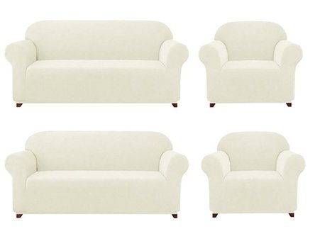 Elgeyar Polyester Likralı Jakarlı Süngersiz Armürlü Giydirmeli Bej Dörtlü Koltuk Örtüsü 180x230 cm