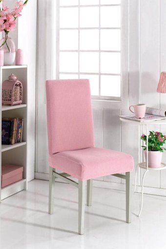 Karahanlı Pamuklu - Polyester Likralı Süngersiz Çiçek Desenli Giydirmeli Pembe Tekli Koltuk Örtüsü 34x48 cm