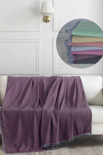 Denizli Concept Pamuklu - Polyester Kanvas Saçaklı Süngersiz Armürlü Bordo Üçlü Koltuk Örtüsü 175x230 cm