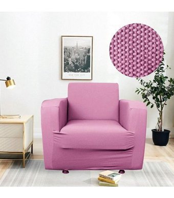Btf Home Polyester Likralı Jakarlı Süngersiz Armürlü Giydirmeli Lastikli Pembe Tekli Koltuk Örtüsü 76x120 cm