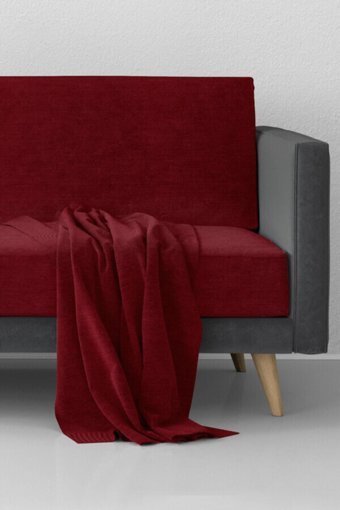 Kensey Polyester Süngersiz Çizgili Bordo Tekli Koltuk Örtüsü 180x215 cm