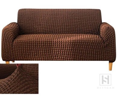 Heytgah Polyester Bürümcük Süngersiz Kapitone Giydirmeli Kahverengi Üçlü Koltuk Örtüsü 180x230 cm