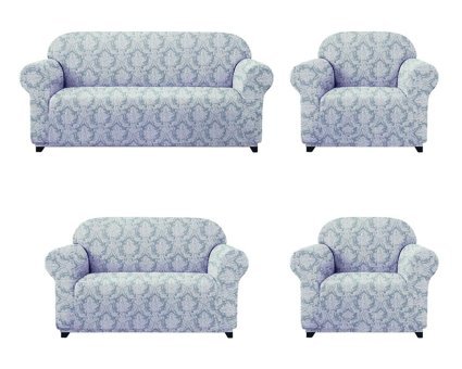 Elgeyar Polyester Likralı Jakarlı Süngersiz Giydirmeli Gri Yedili Koltuk Örtüsü 180x230 cm