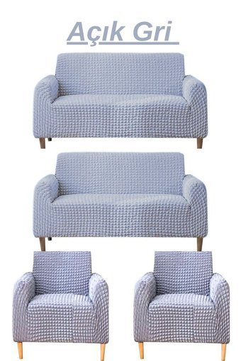 Heytgah Polyester Bürümcük Süngersiz Kapitone Giydirmeli Gri 3-3-1-1 Koltuk Örtüsü 180x230 cm